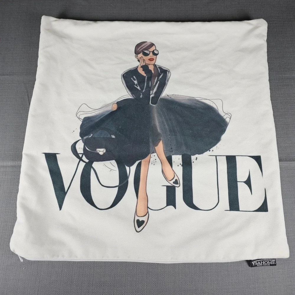 YSahome Vogue Fashionista Black Dress Pillow Cover Case White Square